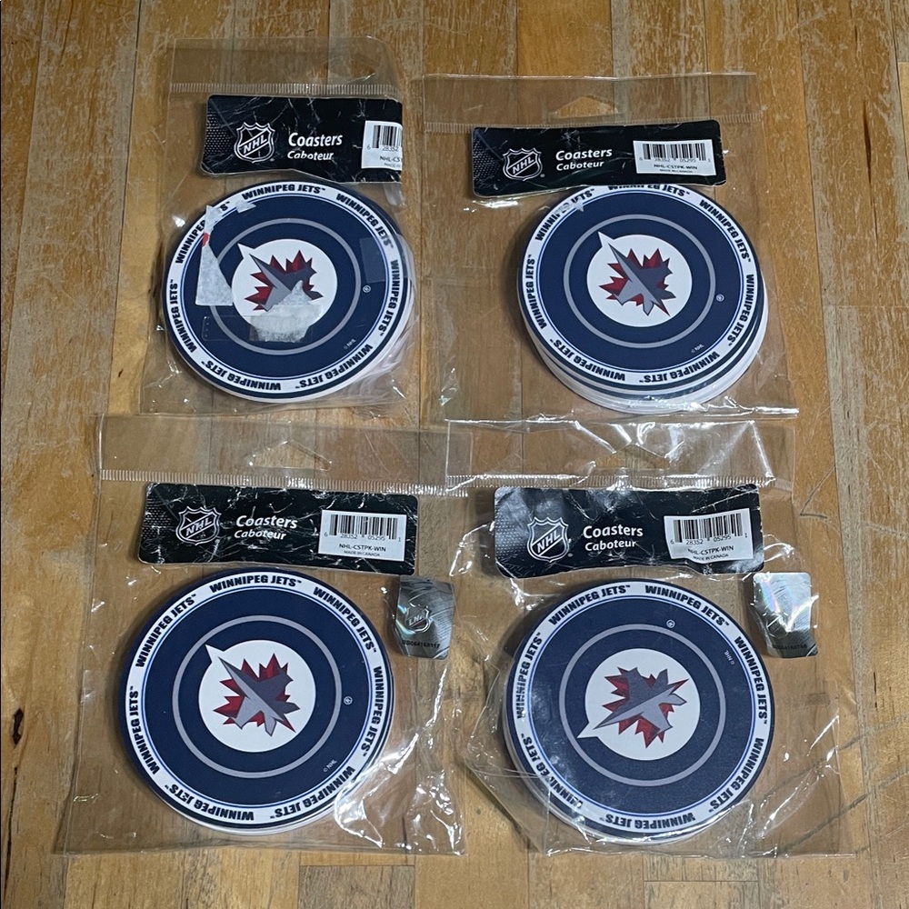 4 packs of 4 Winnipeg Jets Blue and White Coasters